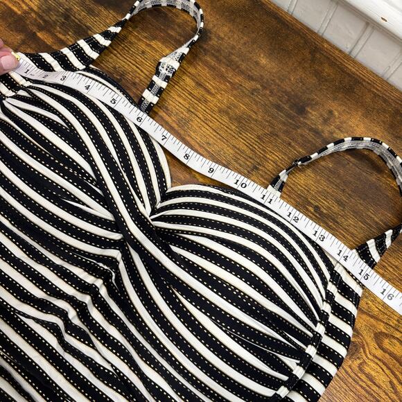 Nip Tuck Swim Size 12 Tankini Top Multi Fit Cup Striped Ruched Adjustable Straps - Picture 9 of 15
